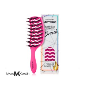 Mycro Keratin OG Detangling Brush - Dark Pink / Neon Pink (Brush pins contains Argan oil)