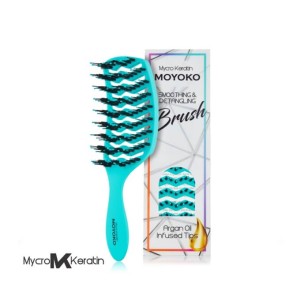 Mycro Keratin OG Detangling Brush - Turquoise (Brush pins contains Argan oil)