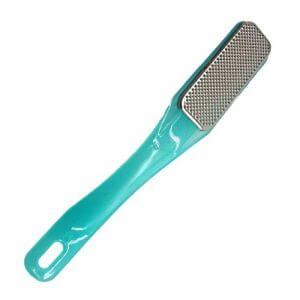 Metal Foot Rasp With Blue Curved Plastic Handle to remove dead skin from feet