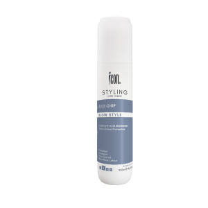 A white aerosol can of Icon Styling Blue Chip Blow Style hair product (250 ml).