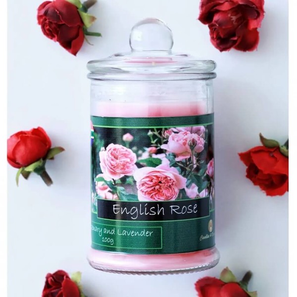 C4O-0012 - English Rose Scented Candle in Glass Jar – 150 ml