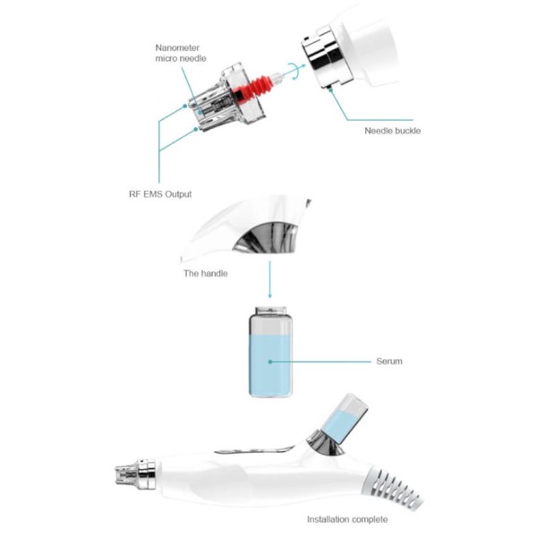 HiTechBeauty - 3 in 1 RF Fractional Mesotherapy & Face Lift Device (RF + EMS + Meso) Nano Gun - Home Use - Image 3