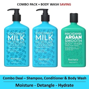 Combo-3 - Beamarry Coconut Milk Moisture Shampoo & Conditioner 380ml & Body Wash