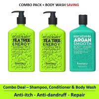 Combo-3 - Beamarry Rosemary Tea Tree Energy Shampoo & Conditioner 380ml & Body Wash