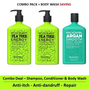 Combo-3 - Beamarry Rosemary Tea Tree Energy Shampoo & Conditioner 380ml & Body Wash