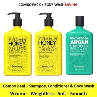 Combo-3 - Beamarry Vitamin Honey Volume Shampoo & Conditioner 380ml & Body Wash