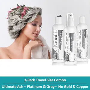 Bio-Kinetic - 3-Pack Travel Size Combo - Ultimate Ash - Platinum & Grey - Reduce Gold & Copper
