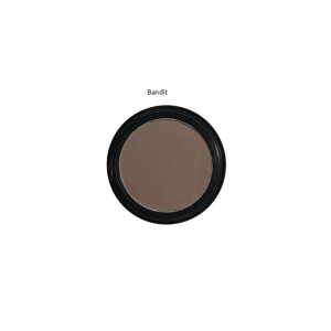 Brown eyeshadow pan in a black compact labeled Bandit (shade Bandit)