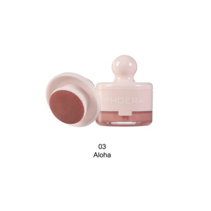 PHOERA makeup bottle with pink cap and attached sponge applicator, shade 03 Aloha.