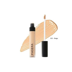 PHOERA concealer bottle in shade 103 Beige with applicator wand and beige swatch