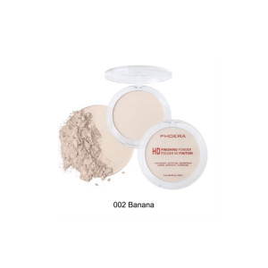 PHOERA HD finishing powder in shade 002 Banana, open compact with beige powder beside it.