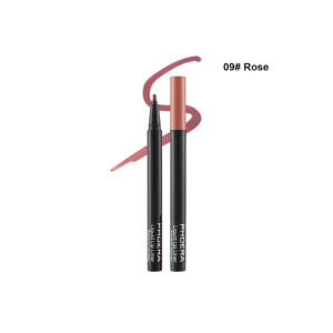 Two PHOERA liquid lip liners in shade 09# Rose, with a pink swatch behind.