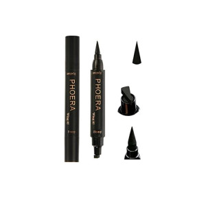 Black liquid eyeliner pen with a removable cap, shown with the pen nibs and a cap, branding reads 'PHERA' on the container (cosmetic product).