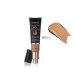 Phoera CC cream tube in shade 160 Sand with a beige foundation swatch beside it all on a white background.