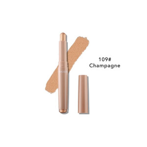 Beige-gold concealer stick with cap removed, showing shade 109 Champagne and a swatch behind it.