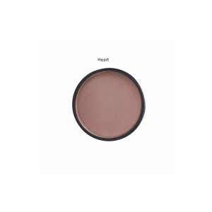 Round circular makeup compact containing a warm pink-brown blush (shade 'Heart') with a black rim.