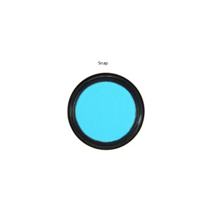 Blue circular snap button cap with black rim on a white background.
