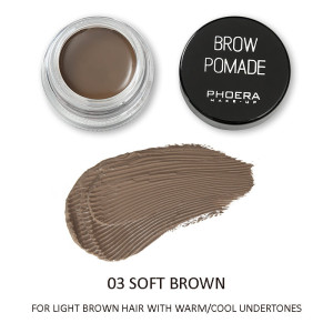 Phoera Eyebrow Pomade Waterproof Brow Gel - Soft Brown