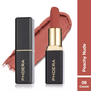 Phoera 24 Hrs Non-Transfer Matte Lipstick - Cassie Peachy Nude - 08 - Image 3
