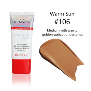 Phoera Velvety Matte Cover Liquid Foundation - Warm Sun 106