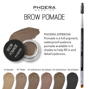 Phoera Eyebrow Pomade Waterproof Brow Gel - Soft Brown - Image 2